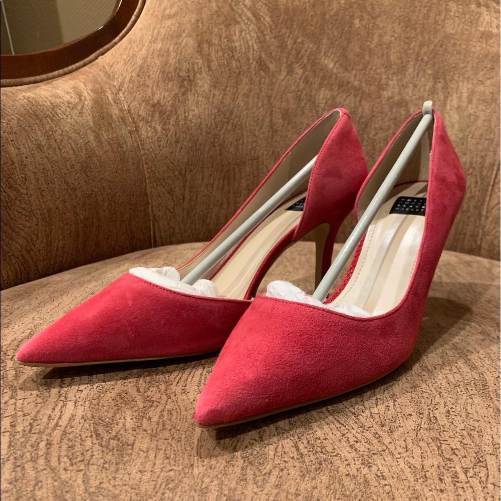 WHBM Suede Ella D’Orsay Pumps in Rose Pink